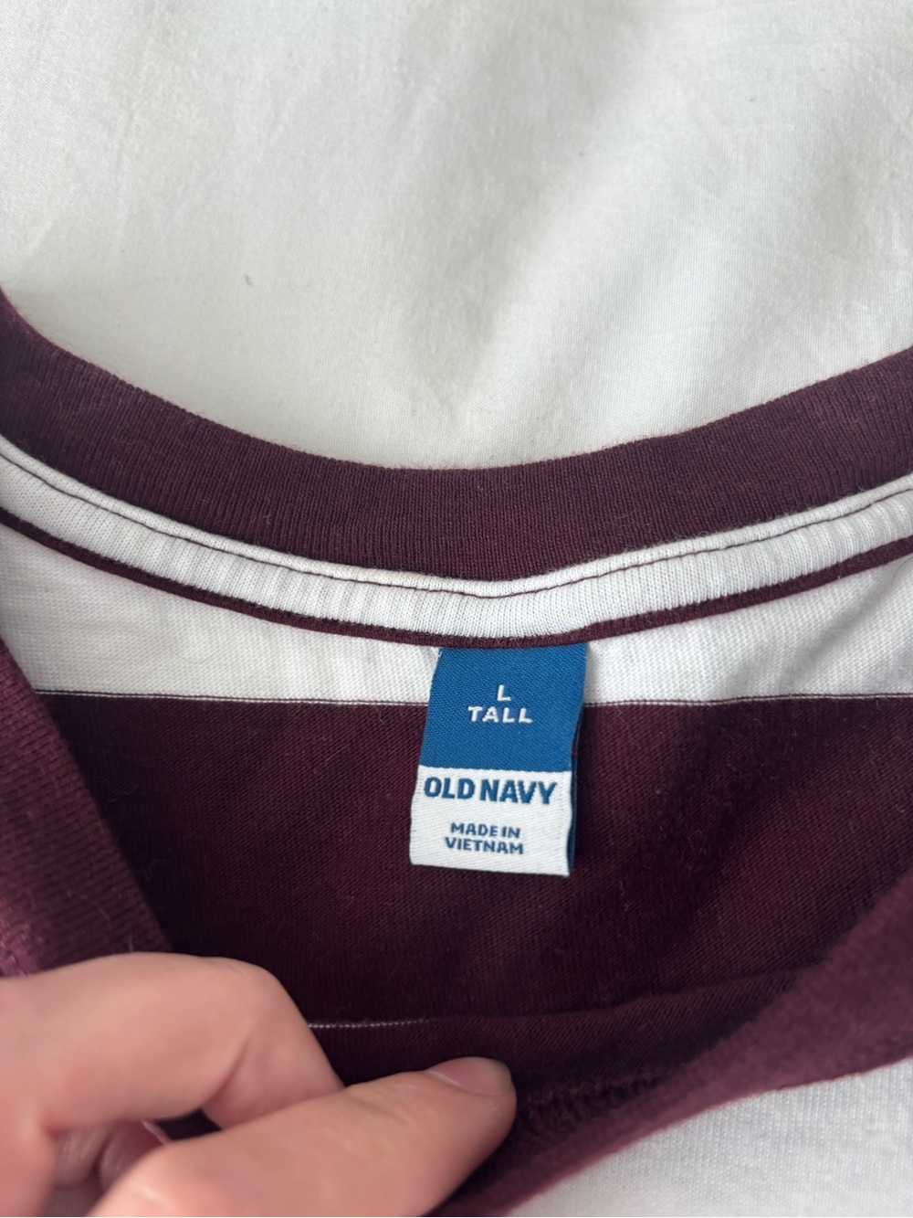 Old Navy Burgundy & White Striped Tee Large Tall - Picture 3 of 5